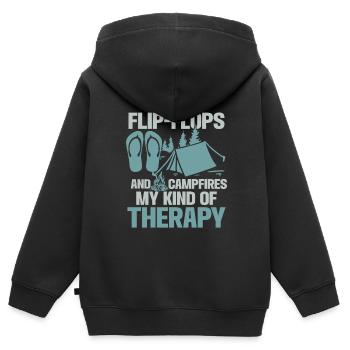 Camping Flip Flops Camper Natur Outdoor - Kinder Premium Organic Zip Hoodie - Schwarz - Hinten - AI Model Kid Male (0cm)