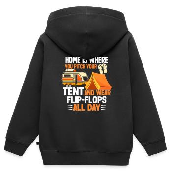 Camping Flip Flops Camper Natur Outdoor - Kinder Premium Organic Zip Hoodie - Schwarz - Hinten - AI Model Kid Male (0cm)