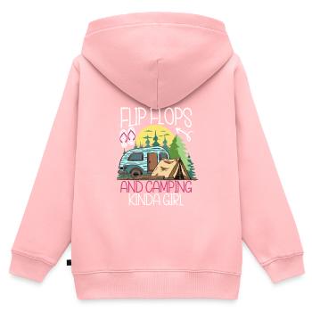 Camping Flip Flops Camper Natur Outdoor - Kinder Premium Organic Zip Hoodie - Rosa - Hinten - AI Model Kid Female (0cm)