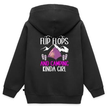 Camping Flip Flops Camper Natur Outdoor - Kinder Premium Organic Zip Hoodie - Schwarz - Hinten - AI Model Kid Male (0cm)