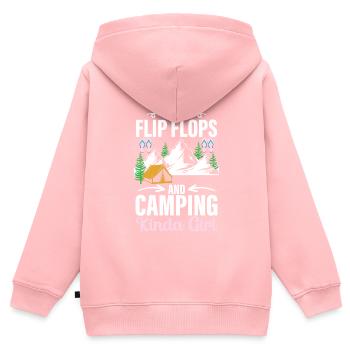 Camping Flip Flops Camper Natur Outdoor - Kinder Premium Organic Zip Hoodie - Rosa - Hinten - AI Model Kid Female (0cm)