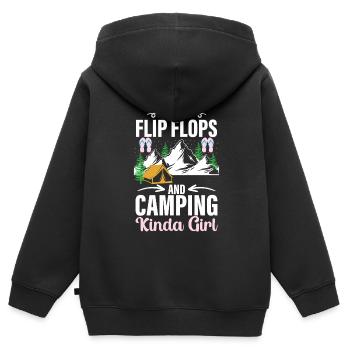 Camping Flip Flops Camper Natur Outdoor - Kinder Premium Organic Zip Hoodie - Schwarz - Hinten - AI Model Kid Male (0cm)