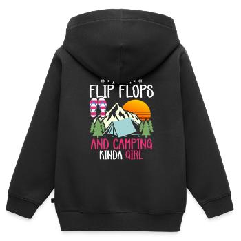Camping Flip Flops Camper Natur Outdoor - Kinder Premium Organic Zip Hoodie - Schwarz - Hinten - AI Model Kid Male (0cm)