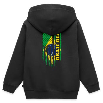 Jiu Jitsu Brésilien BJJ MMA Grappling - Sweat Premium à capuche zippé enfant bio - noir - Dos - AI Model Kid Male (0cm)