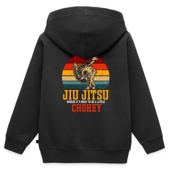 Jiu Jitsu Brésilien BJJ MMA Grappling - Sweat Premium à capuche zippé enfant bio - noir - Dos - AI Model Kid Male (0cm)