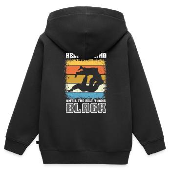 Jiu Jitsu Brésilien BJJ MMA Grappling - Sweat Premium à capuche zippé enfant bio - noir - Dos - AI Model Kid Male (0cm)