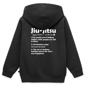 Jiu Jitsu Brésilien BJJ MMA Grappling - Sweat Premium à capuche zippé enfant bio - noir - Dos - AI Model Kid Male (0cm)