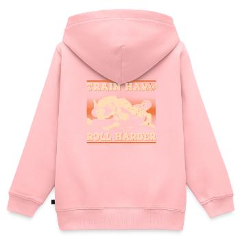 Jiu Jitsu Brésilien BJJ MMA Grappling - Sweat Premium à capuche zippé enfant bio - rose - Dos - AI Model Kid Female (0cm)
