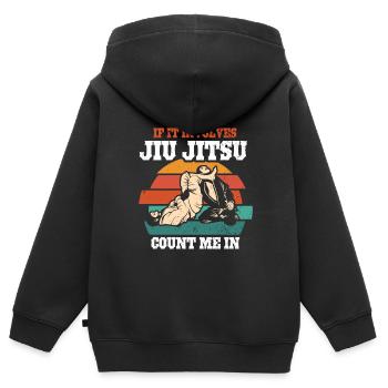 Jiu Jitsu Brésilien BJJ MMA Grappling - Sweat Premium à capuche zippé enfant bio - noir - Dos - AI Model Kid Male (0cm)