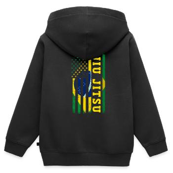Jiu Jitsu Brésilien BJJ MMA Grappling - Sweat Premium à capuche zippé enfant bio - noir - Dos - AI Model Kid Male (0cm)