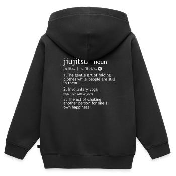 Jiu Jitsu Brésilien BJJ MMA Grappling - Sweat Premium à capuche zippé enfant bio - noir - Dos - AI Model Kid Male (0cm)