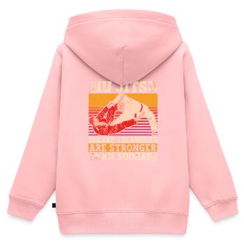Jiu Jitsu Brésilien BJJ MMA Grappling - Sweat Premium à capuche zippé enfant bio - rose - Dos - AI Model Kid Female (0cm)