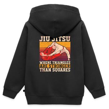 Jiu Jitsu Brésilien BJJ MMA Grappling - Sweat Premium à capuche zippé enfant bio - noir - Dos - AI Model Kid Male (0cm)