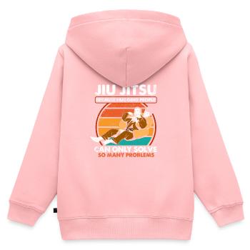 Jiu Jitsu Brésilien BJJ MMA Grappling - Sweat Premium à capuche zippé enfant bio - rose - Dos - AI Model Kid Female (0cm)