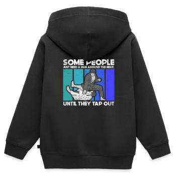Jiu Jitsu Brésilien BJJ MMA Grappling - Sweat Premium à capuche zippé enfant bio - noir - Dos - AI Model Kid Male (0cm)