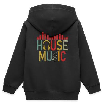 Hausmusik EDM Rave DJ Electro Deep House Lover - Kinder Premium Organic Zip Hoodie - Schwarz - Hinten - AI Model Kid Male (0cm)