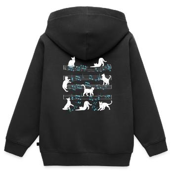 Katzen Spielen Mit Musiknotizkatze - Kinder Premium Organic Zip Hoodie - Schwarz - Hinten - AI Model Kid Male (0cm)