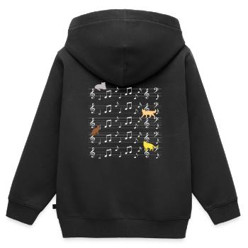 Katzen Spielen Mit Musiknotizkatze - Kinder Premium Organic Zip Hoodie - Schwarz - Hinten - AI Model Kid Male (0cm)