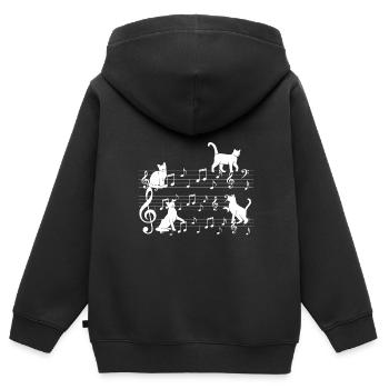 Katzen Spielen Mit Musiknotizkatze - Kinder Premium Organic Zip Hoodie - Schwarz - Hinten - AI Model Kid Male (0cm)