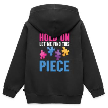 Puzzle Pièce Puzzle Amateur de Puzzle - Sweat Premium à capuche zippé enfant bio - noir - Dos - AI Model Kid Male (0cm)