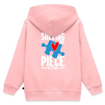 Puzzle Pièce Puzzle Amateur de Puzzle - Sweat Premium à capuche zippé enfant bio - rose - Dos - AI Model Kid Female (0cm)