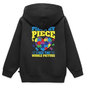 Puzzle Pièce Puzzle Amateur de Puzzle - Sweat Premium à capuche zippé enfant bio - noir - Dos - AI Model Kid Male (0cm)