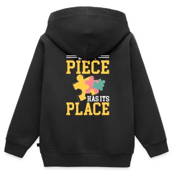 Puzzle Pièce Puzzle Amateur de Puzzle - Sweat Premium à capuche zippé enfant bio - noir - Dos - AI Model Kid Male (0cm)