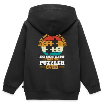 Puzzle Pièce Puzzle Amateur de Puzzle - Sweat Premium à capuche zippé enfant bio - noir - Dos - AI Model Kid Male (0cm)