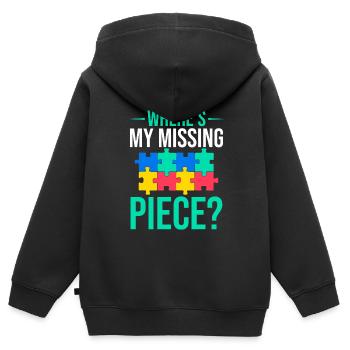 Puzzle Pièce Puzzle Amateur de Puzzle - Sweat Premium à capuche zippé enfant bio - noir - Dos - AI Model Kid Male (0cm)