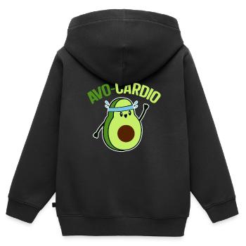 Avo-Cardio Funny Pun Workout Avocado - Kids Premium Organic Zip-up Hoodie - black - Back - AI Model Kid Male (0cm)