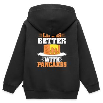 Pancake Breakfast Syrup Food Funny - Kids Premium Organic Zip-up Hoodie - black - Back - AI Model Kid Male (0cm)