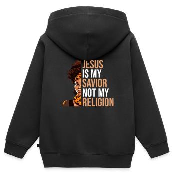 Afroamerikaner Christus Jesus Schwarze Frauen - Kinder Premium Organic Zip Hoodie - Schwarz - Hinten - AI Model Kid Male (0cm)