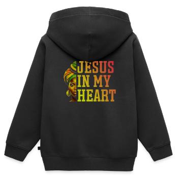 Afroamerikaner Christus Jesus Schwarze Frauen - Kinder Premium Organic Zip Hoodie - Schwarz - Hinten - AI Model Kid Male (0cm)