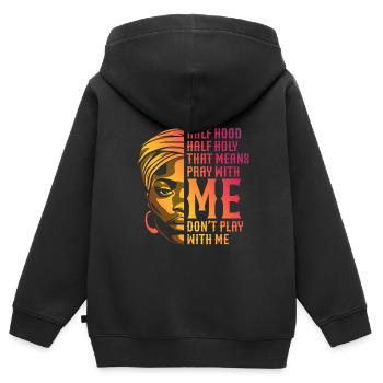 Afroamerikaner Christus Jesus Schwarze Frauen - Kinder Premium Organic Zip Hoodie - Schwarz - Hinten - AI Model Kid Male (0cm)