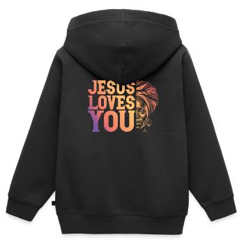 Afroamerikaner Christus Jesus Schwarze Frauen - Kinder Premium Organic Zip Hoodie - Schwarz - Hinten - AI Model Kid Male (0cm)