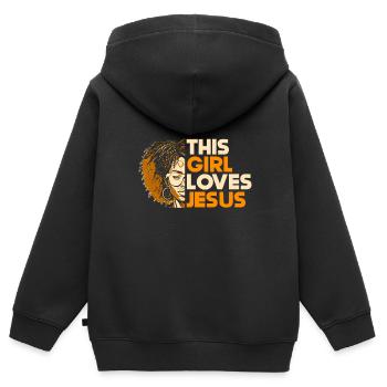 Afroamerikaner Christus Jesus Schwarze Frauen - Kinder Premium Organic Zip Hoodie - Schwarz - Hinten - AI Model Kid Male (0cm)