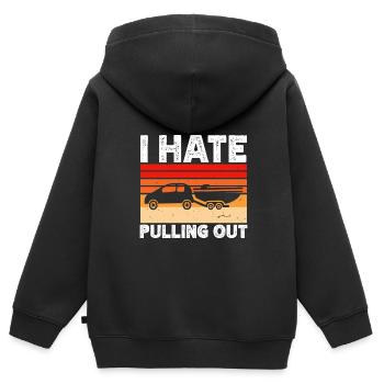 Drôle de capitaine de bateau se retirant - Sweat Premium à capuche zippé enfant bio - noir - Dos - AI Model Kid Male (0cm)