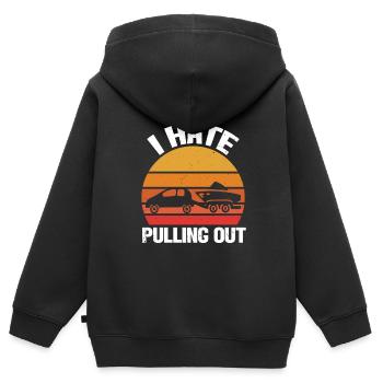 Drôle de capitaine de bateau se retirant - Sweat Premium à capuche zippé enfant bio - noir - Dos - AI Model Kid Male (0cm)