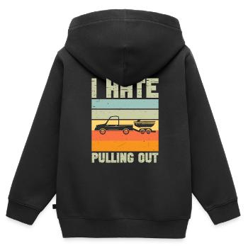 Drôle de capitaine de bateau se retirant - Sweat Premium à capuche zippé enfant bio - noir - Dos - AI Model Kid Male (0cm)