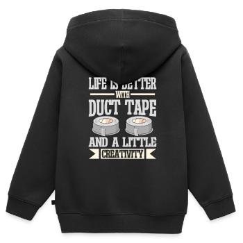 Ruban adhésif Engineer Humorous pour hommes - Sweat Premium à capuche zippé enfant bio - noir - Dos - AI Model Kid Male (0cm)
