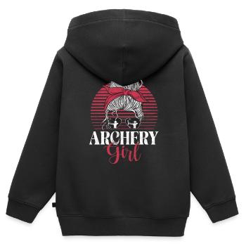 Bogenschießen Bowhunter Shooting Girls Pfeiljagd - Kinder Premium Organic Zip Hoodie - Schwarz - Hinten - AI Model Kid Male (0cm)