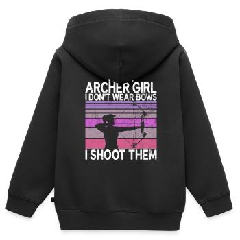 Bogenschießen Bowhunter Shooting Girls Pfeiljagd - Kinder Premium Organic Zip Hoodie - Schwarz - Hinten - AI Model Kid Male (0cm)