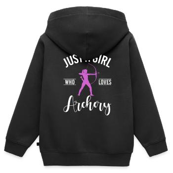 Bogenschießen Bowhunter Shooting Girls Pfeiljagd - Kinder Premium Organic Zip Hoodie - Schwarz - Hinten - AI Model Kid Male (0cm)