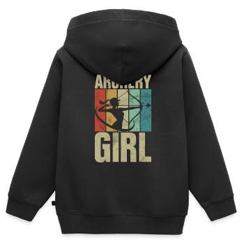 Tir à l’arc Chasse à l’arc Filles Chasse à la flèche - Sweat Premium à capuche zippé enfant bio - noir - Dos - AI Model Kid Male (0cm)