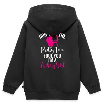 Bogenschießen Bowhunter Shooting Girls Pfeiljagd - Kinder Premium Organic Zip Hoodie - Schwarz - Hinten - AI Model Kid Male (0cm)
