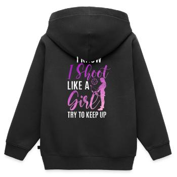 Bogenschießen Bowhunter Shooting Girls Pfeiljagd - Kinder Premium Organic Zip Hoodie - Schwarz - Hinten - AI Model Kid Male (0cm)