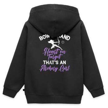 Bogenschießen Bowhunter Shooting Girls Pfeiljagd - Kinder Premium Organic Zip Hoodie - Schwarz - Hinten - AI Model Kid Male (0cm)