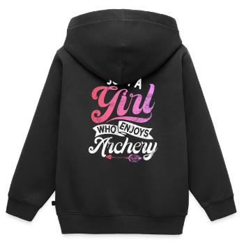 Bogenschießen Bowhunter Shooting Girls Pfeiljagd - Kinder Premium Organic Zip Hoodie - Schwarz - Hinten - AI Model Kid Male (0cm)
