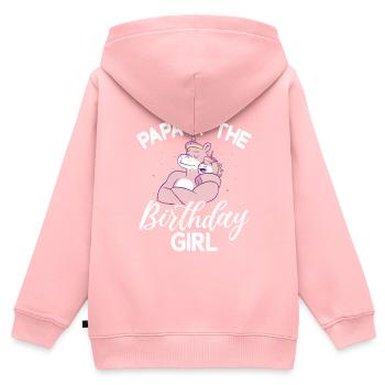 Papa Des Geburtstagsmädchens Einhorn Bday - Kinder Premium Organic Zip Hoodie - Rosa - Hinten - AI Model Kid Female (0cm)