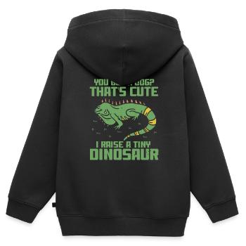 Iguanische Reptilienliebhaber Herpetologe - Kinder Premium Organic Zip Hoodie - Schwarz - Hinten - AI Model Kid Male (0cm)